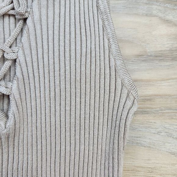 🔹️Forever 21 Tan Ribbed Bodycon Sleeveless Dress Large - Picture 11 of 12